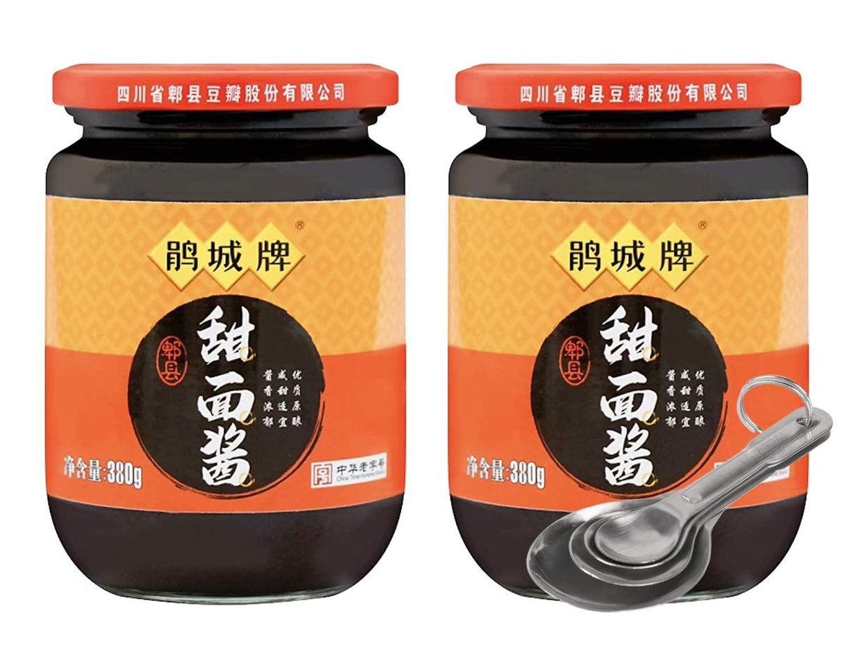 Tenmenjan Sweet Soybean Paste Seasoning / Marinade 鹃城牌 四川郫县 甜面酱, Sweet Flour Paste - 380 Gram (PACK OF 2) - Mighty Depot