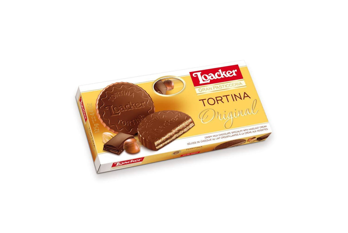 Loacker Tortina Premium Chocolate Coated Wafer, Original 125g/4.41 oz. - Mighty Depot