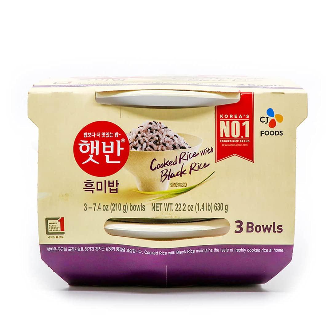CJ Hetbahn Cooked Rice with Black Rice 3Bowls, 22.2oz (630g) - Mighty Depot