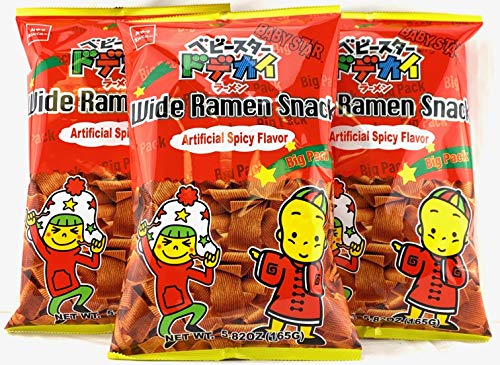 Baby Star WIDE Ramen Snack Big Pack Pack of 3 (Spicy Flavor 5.82oz) - Mighty Depot