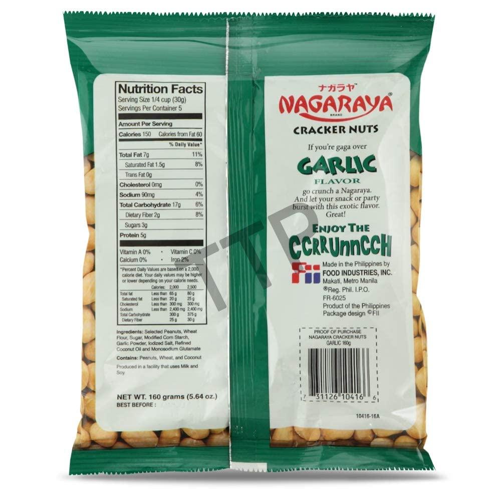 Nagaraya Cracker Nuts Garlic Pack of 5 (160 G Per Pack) - Mighty Depot