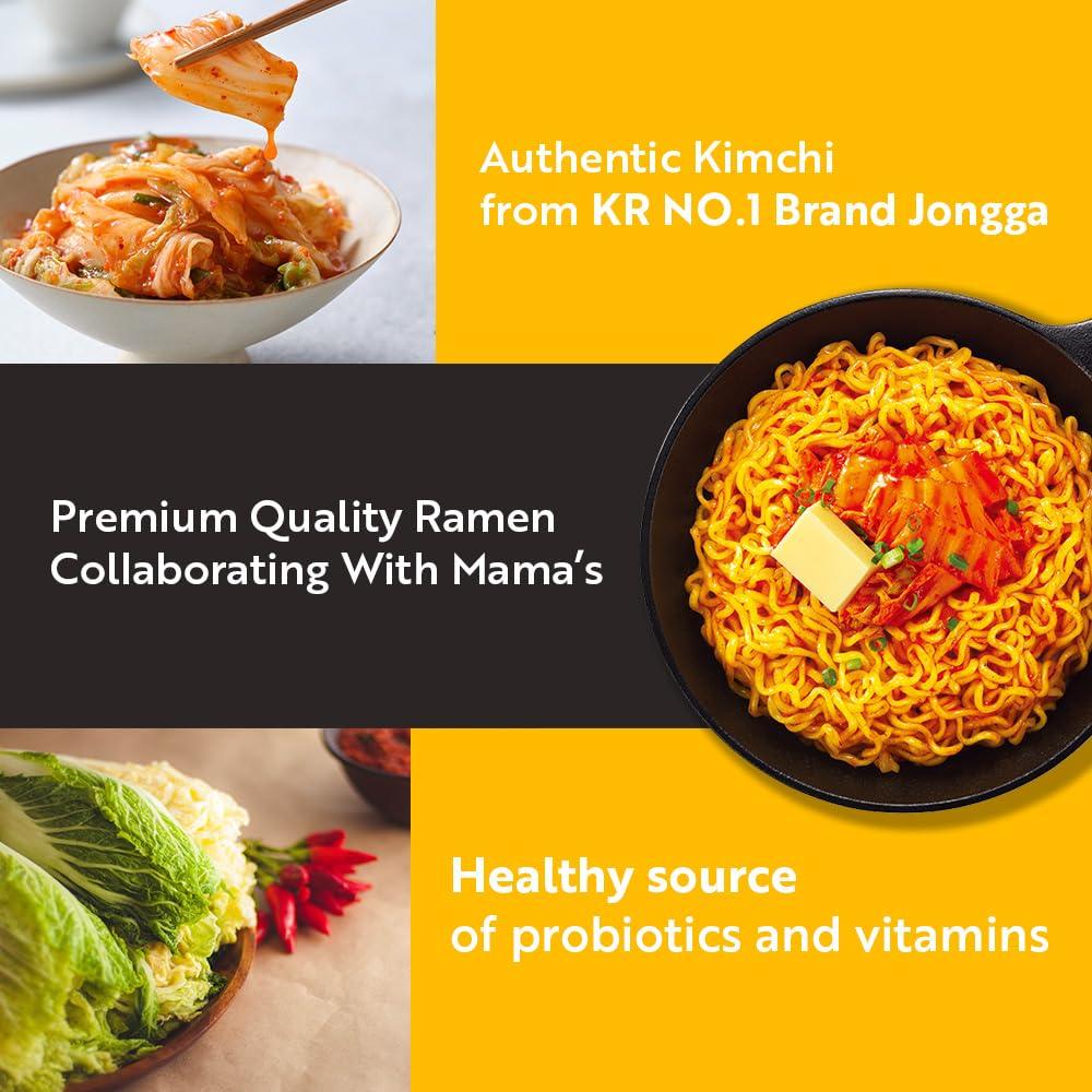 Jongga Korean Kimchi Ramen with Real Kimchi, Instant Spicy Cup Noodle Bowl Soup - Mighty Depot