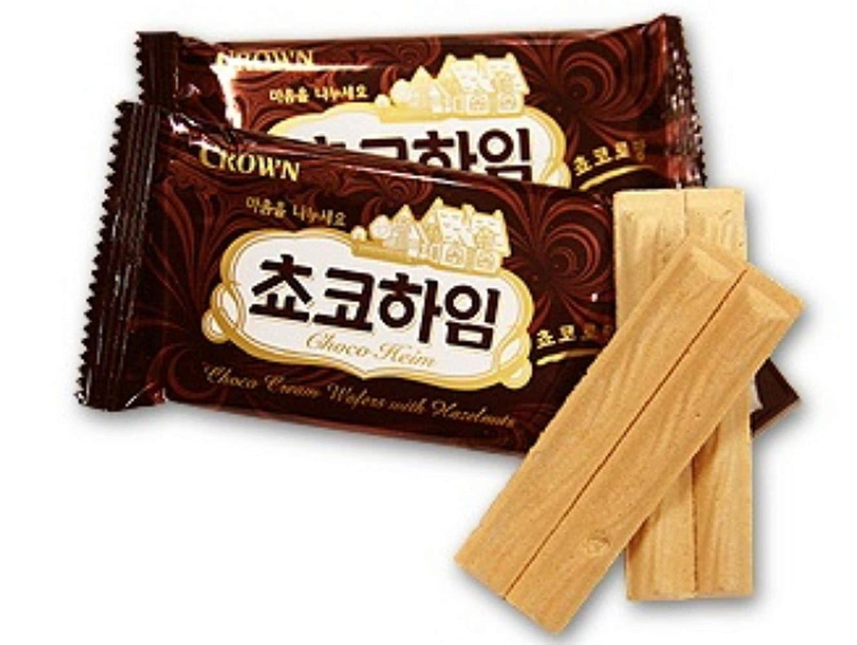 Choco Cream Wafers with Hazelnuts 초코하임, Korean Biscuit, 598g (36 counts) - Mighty Depot