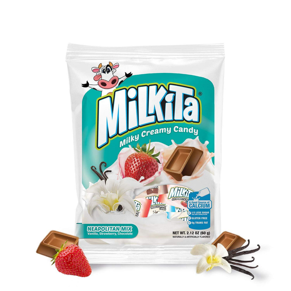 Milkita Creamy Shake Candy Bag, Gluten Free Chewy Candies with Calcium & Real Milk, Zero Trans Fat, Low-Sugar - Mighty Depot