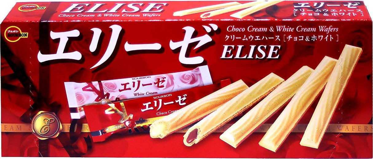 Bourbon Elise Choco Cream & White Cream Wafers 3.87 oz (pack of 4) - Mighty Depot