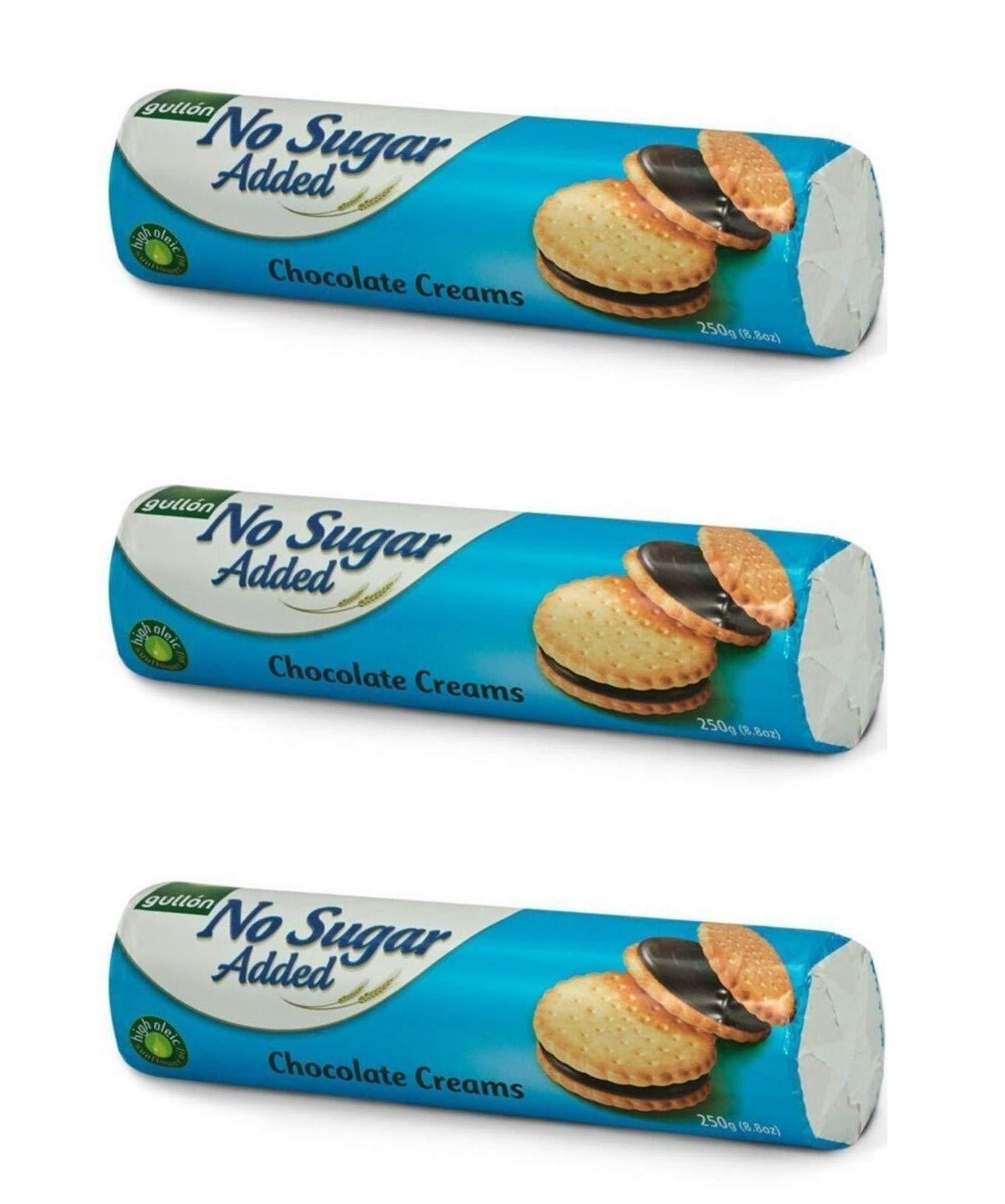 Gullon Sandwich Cookie Chocolate Cream, NO Sugar Added ‑ 8.8 oz 250g (Pack of 3) - Mighty Depot