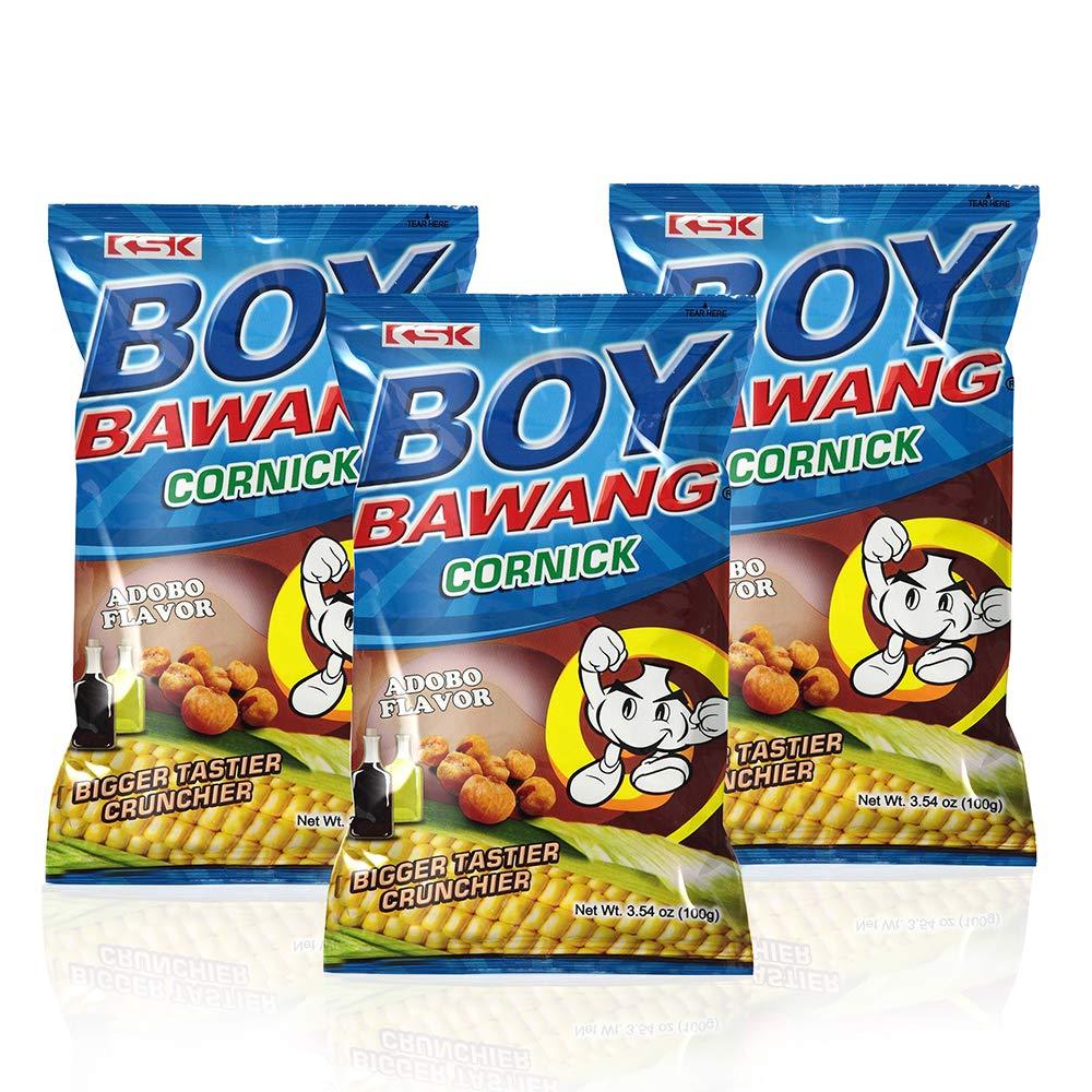 Boy Bawang Cornick, Adobo - Crispy Tasty & Gluten-Free Corn Nuts 3.54 ounces (100g), 3 Pack - Mighty Depot