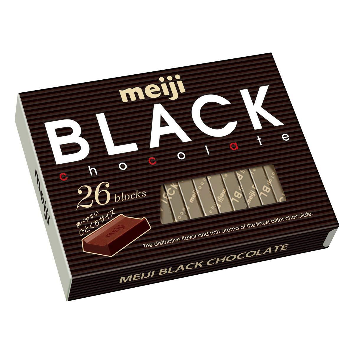 meiji BLACK chocolate 26 blocks mild bitter black Dagashi snack Japan - Mighty Depot