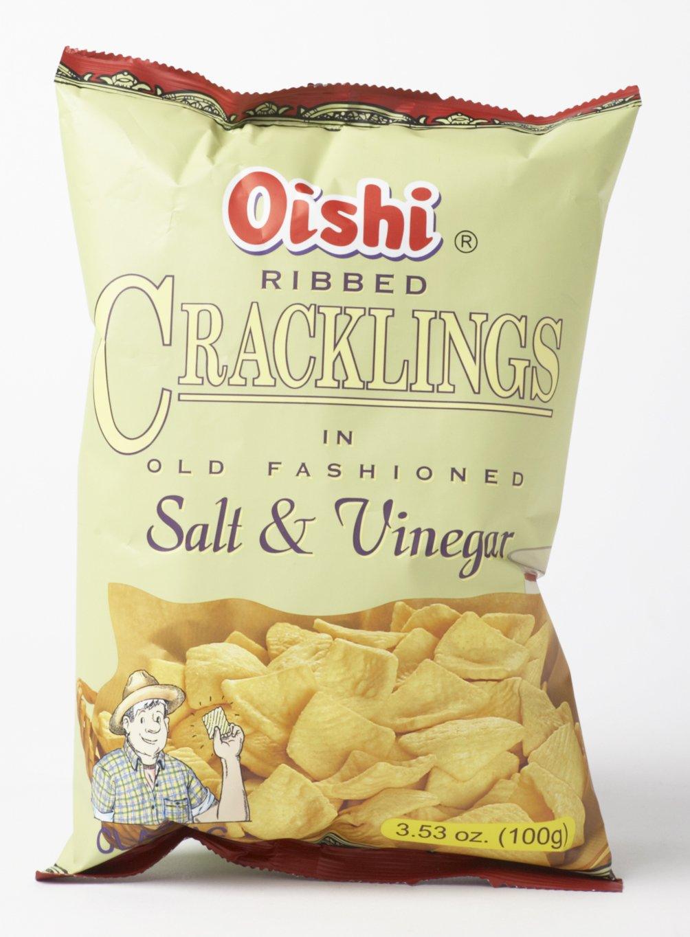 Oishi Ribbed Cracklings Salt and Vinegar 3.53 Oz 100g - Mighty Depot