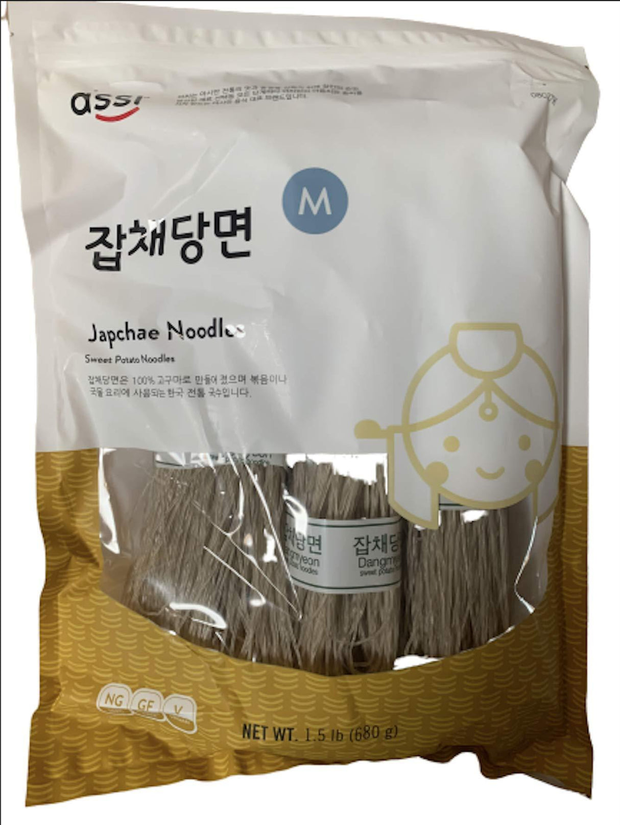 Assi, Sweet Potato Noodles 1.5 Pound, Jabchae, 24 Ounce, 1.5 pound (pack of 1) - Mighty Depot