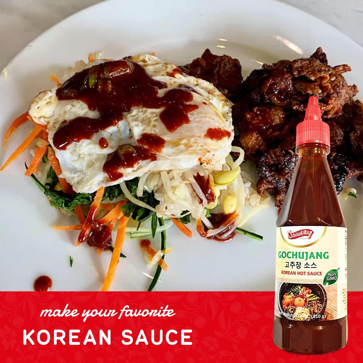 Shirakiku Gochujang Hot Sauce | Korean Non-GMO With Soybean, Tapioca Syrup Base and Salt | Perfect for Authentic Asian Cuisine | Convenient Squeezable Bottle with Twist Cap 18 oz - Mighty Depot