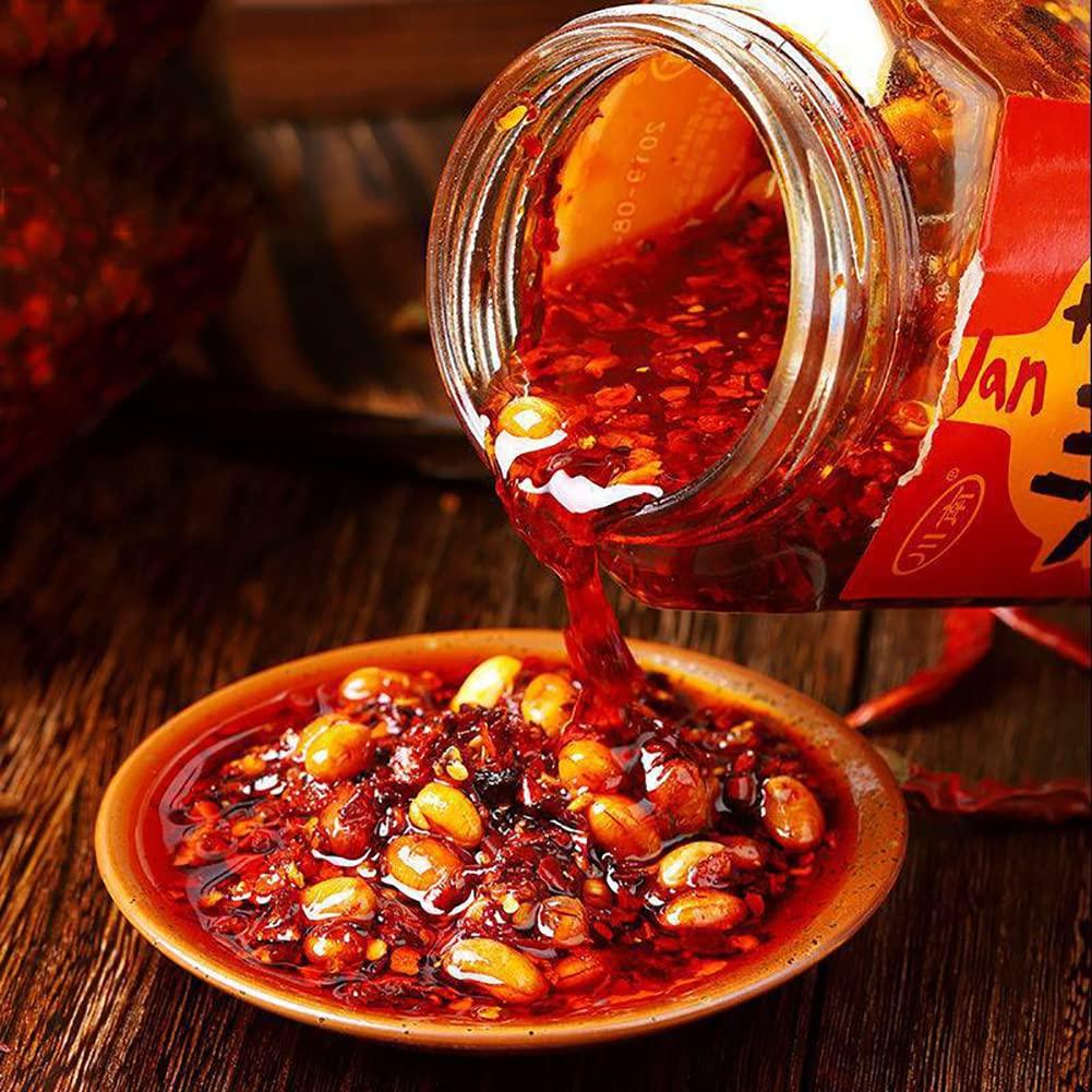 Chili Sauce, Chinese Chili Oil Hot Crisp Sauce with with Roasted Chili, Soybean, Peanut Chili Sauce, Ready to Eat and Use as Sauce, Condiment,280g/9.9oz - Mighty Depot