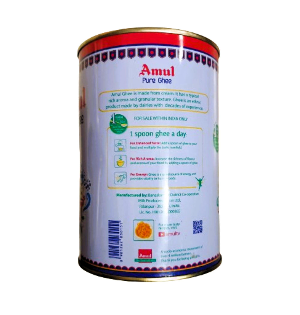 Amul Pure Ghee Tin, 1L - Mighty Depot