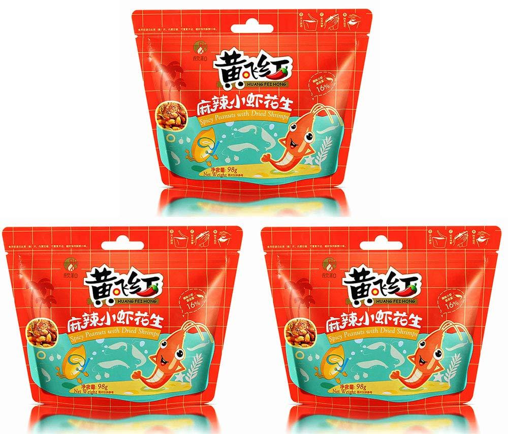 Huang Fei Hong Sichuan Spicy Peanuts (with Dried Shrimps, 3 Packs) - Mighty Depot