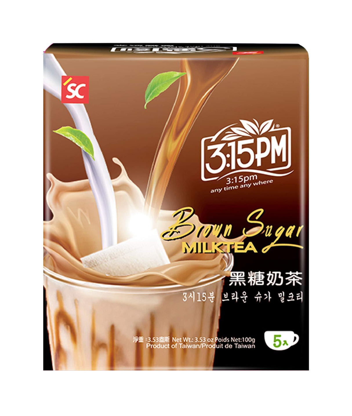 Milk Tea – Authentic Bubble Tea, Brown Sugar Flavor, by 3:15pm, 3.53oz (5 bags) - Mighty Depot