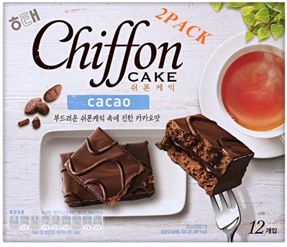 HAITAI chiffon cake cacao 300g(pack of 2) Soft chiffon cake Children nutritious snacks Party food promotion Gifts korean snack - Mighty Depot