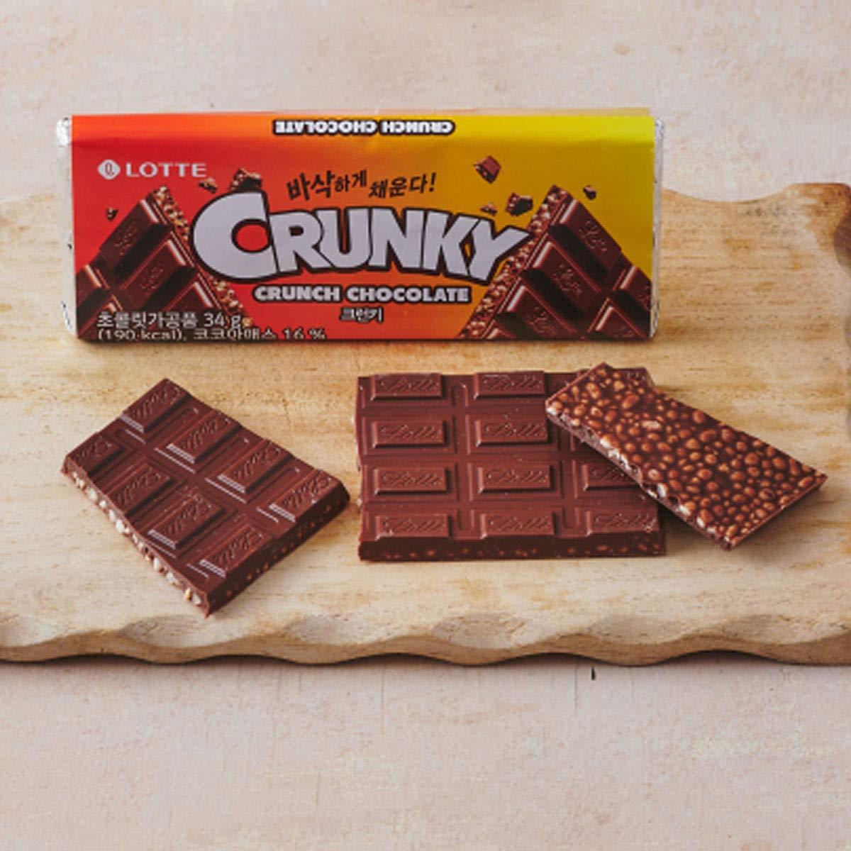 Lotte Crunky Chocolate 34g(pack of 11) 크런키 - Mighty Depot