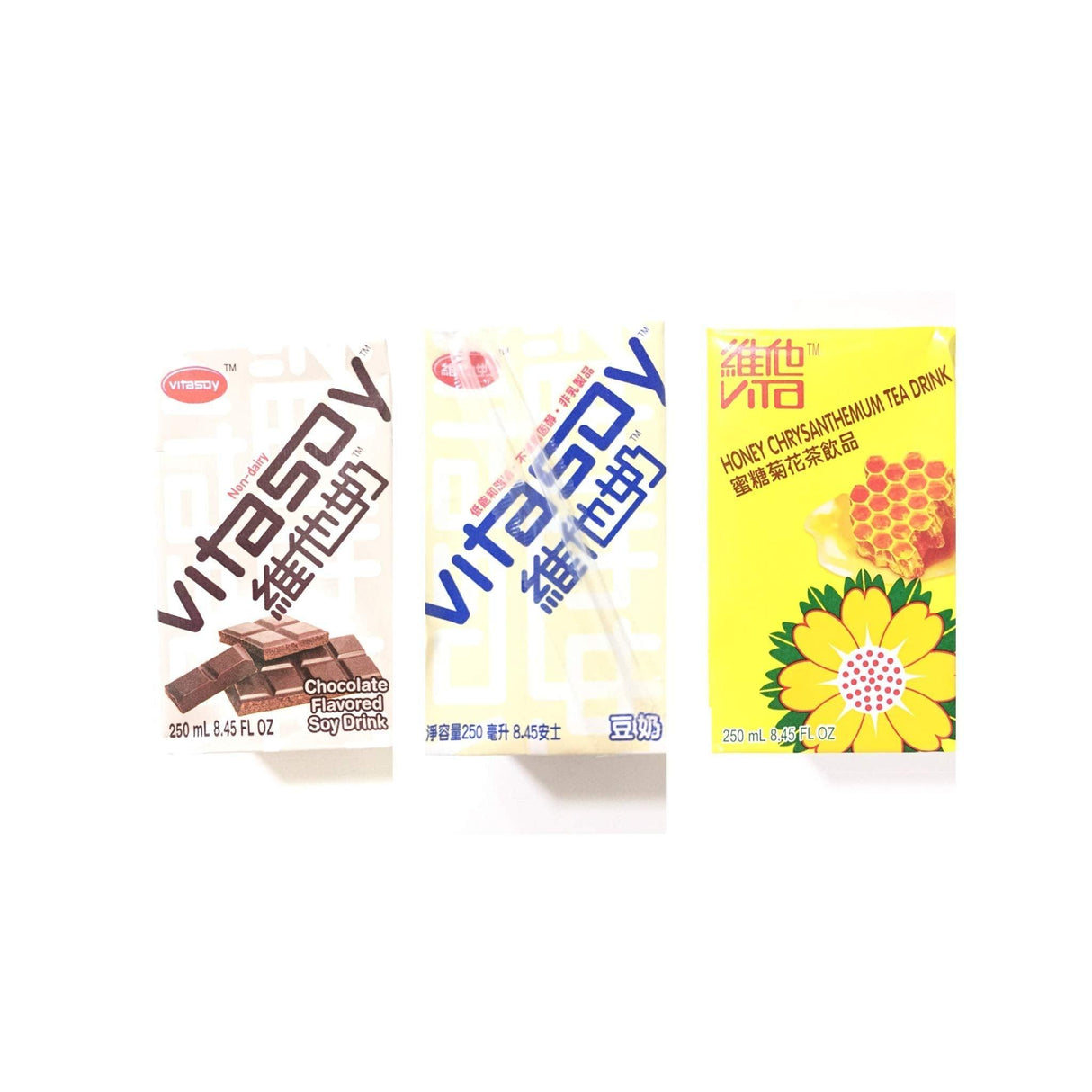 Vita Combo pack: 6 Honey Chrysanthemum, 6 Soy milk, 6 chocolate Soy milk (8.45 fl oz each) - Mighty Depot