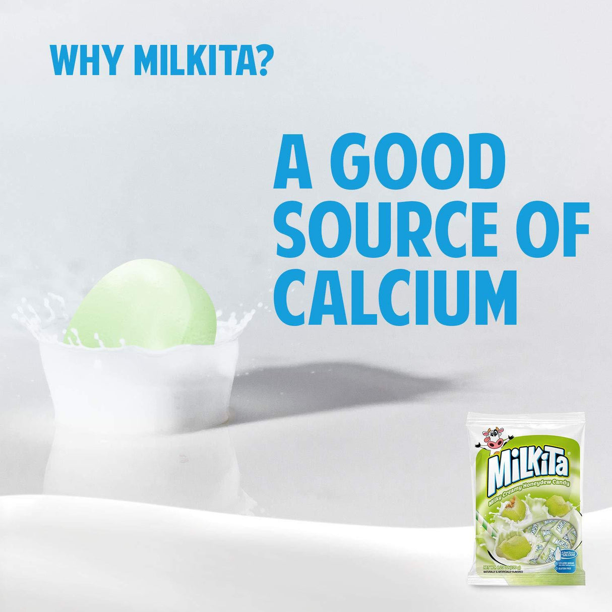 Milkita Creamy Shake Candy Bag, Gluten Free Chewy Candies with Calcium & Real Milk, Zero Trans Fat, Low-Sugar - Mighty Depot
