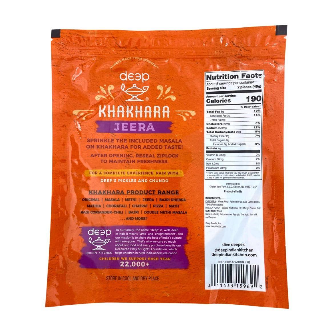 Deep Jeera Khakhara - 7 oz | 100% Natural Ingredient | Thin & Crispy | Traditional Gujrati Indian Ready to Eat Snacks | Tasteful & Healthy | Hygienically Vacuum Packed | Serve with Tea & Coffee - Mighty Depot