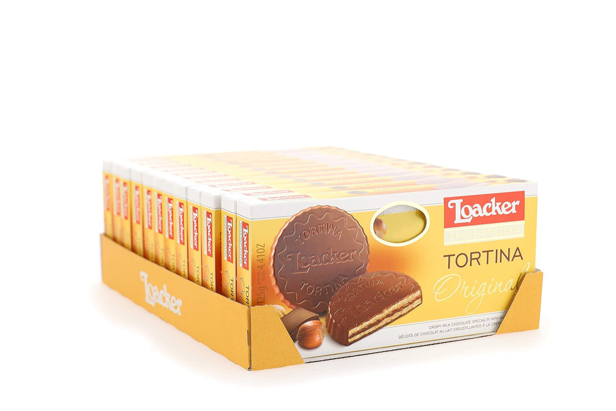 Loacker Tortina Premium Chocolate Coated Wafer, Original 125g/4.41 oz. - Mighty Depot