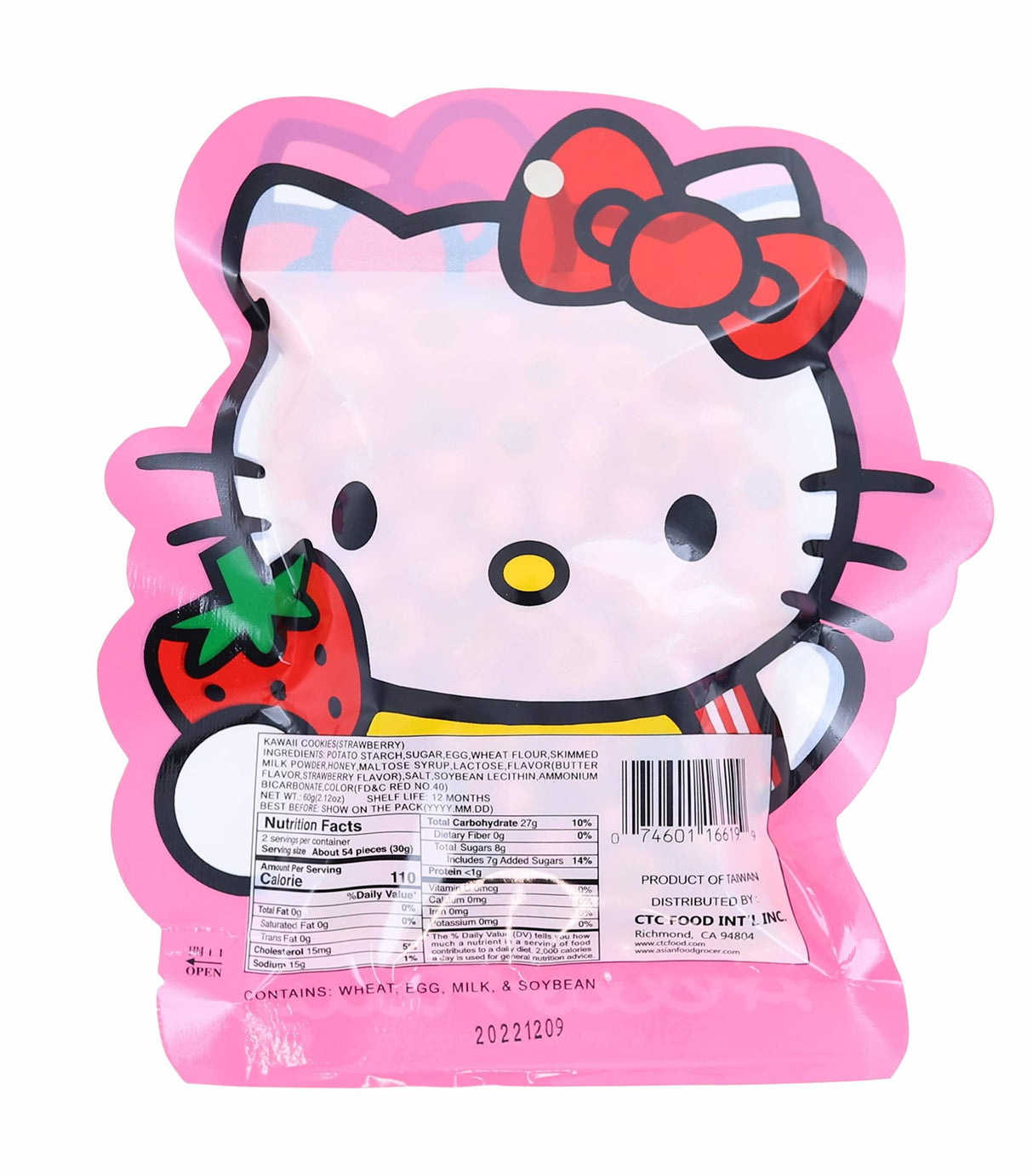 Hello Kitty, Strawberry Kawaii Cookies, 2.12 Ounce - Mighty Depot