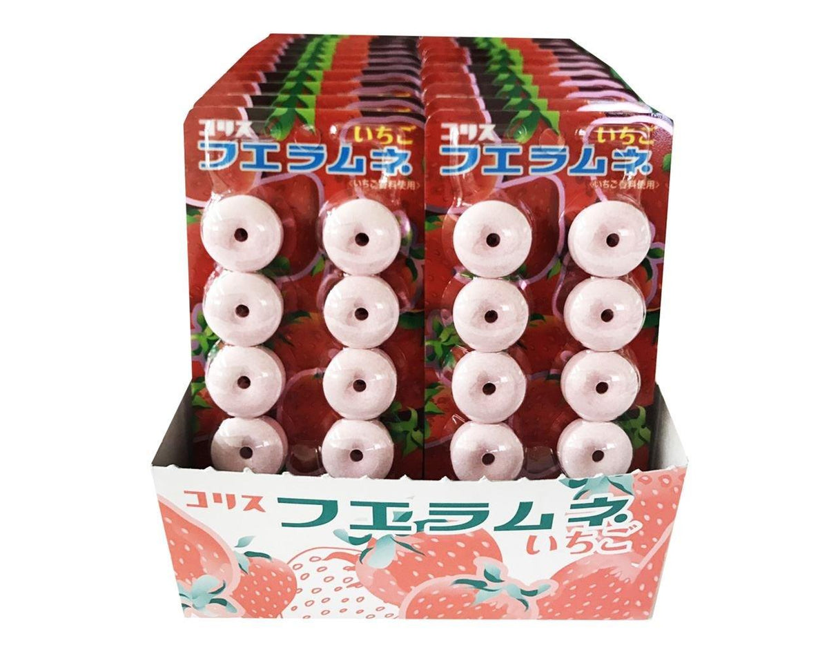CORIS Fue Ramune Whistle Soda Ring Candy STRAWBERRY from Japan 8pc x 20 - Mighty Depot