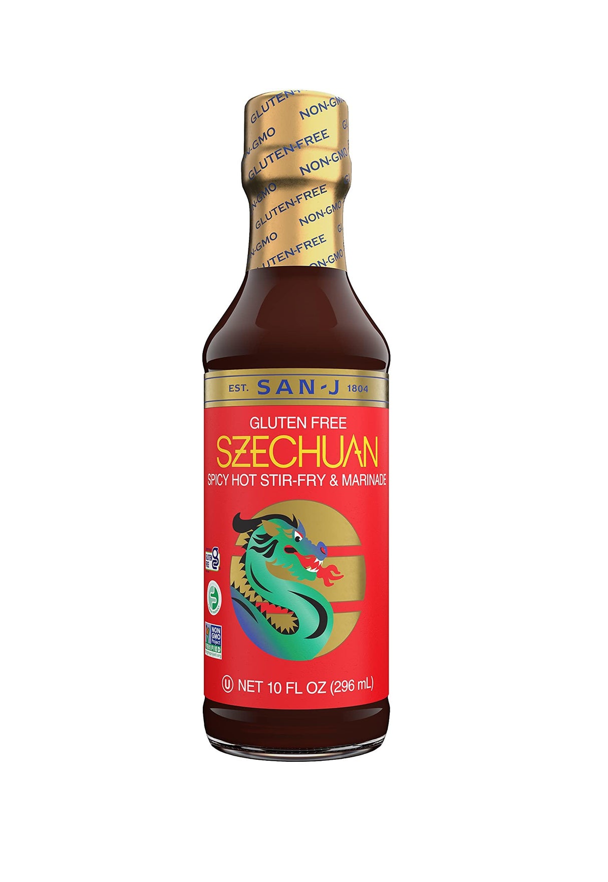 San-J Gluten Free Szechuan Cooking Sauce | Hot & Spicy Marinade & Stir Fry | Kosher, Non GMO, No Artificial Preservatives | Add a New Spicy Twist to Your Favorite Dish | 10 Fl Oz (Pack of 6) - Mighty Depot