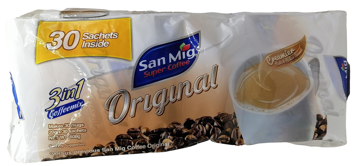 San Mig Super 3in1 Coffee Original 30 sachet pack (20gX30pcs.) - Mighty Depot
