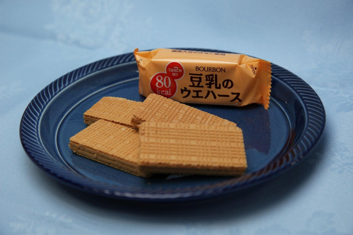 Bourbon Soybean Cream Soy Wafers Biscuit Cookies 16pcs - 6 Pack - Japan Import - Mighty Depot
