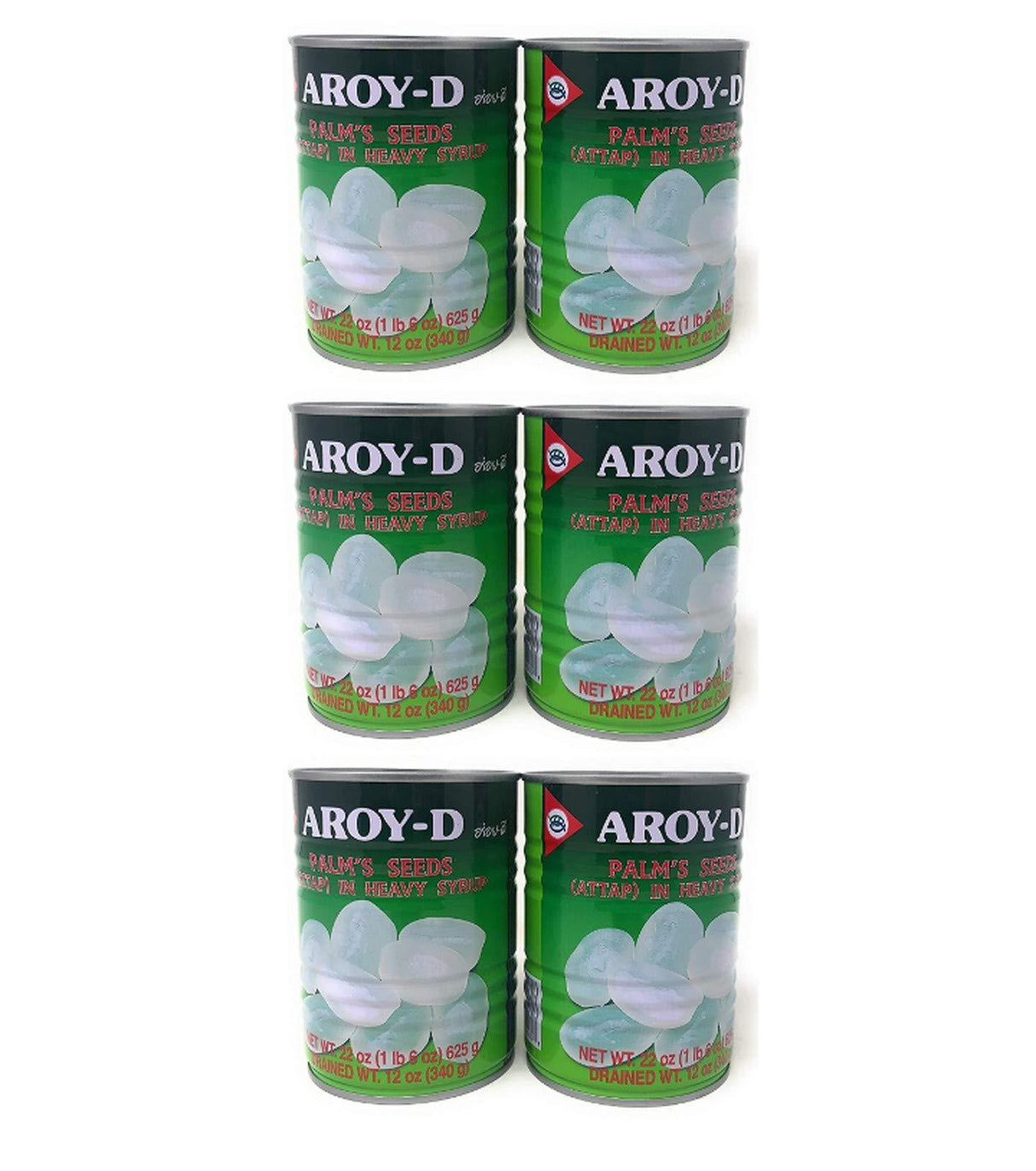 Aroy-D Palm's Seeds (Attap) in Heavy Syrup (6 Pack, Total of 132oz) - Mighty Depot