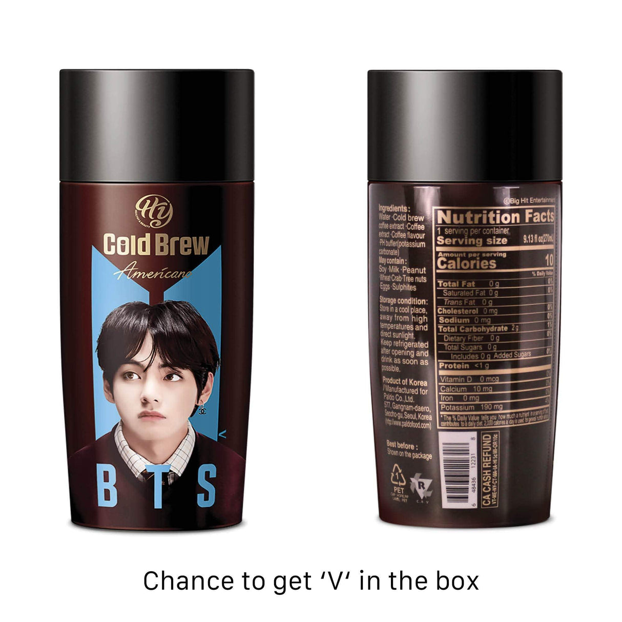 PALDO BTS BangTan Kpop Cold Brew Americano Coffee Bottled Drinks, Ready To Drink Unsweetened Beverage Bottle, Random Assortment Box (24 Pack x 9.13 Fl Oz) - Mighty Depot