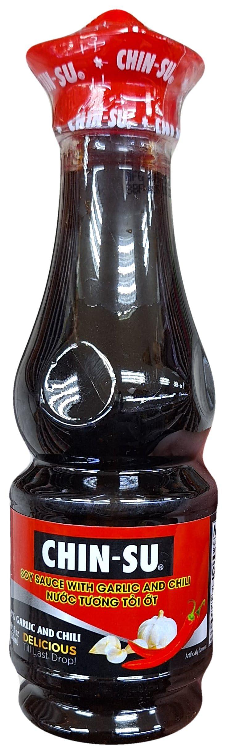Chin-Su Soy Sauce | Soy Sauce with Chili and Garlic | 8.5 Oz | 1 Bottle - Mighty Depot