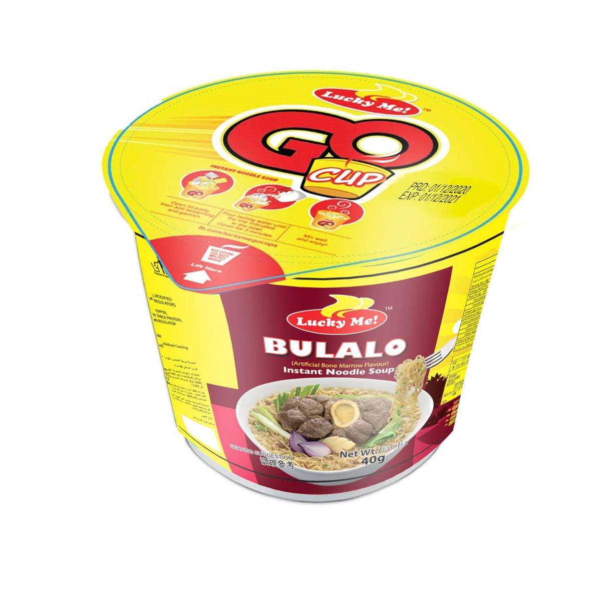 LUCKY ME Bulalo Instant Cup Noodle Soup 1.41oz (Pack of 3) - Mighty Depot