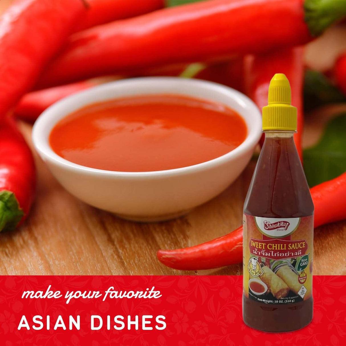 Shirakiku Sweet Chili Sauce - Non GMO Thai Sweet & Spicy Flavor Chili Sauce - Squeeze Bottle Sauce with Twist Cap - Ideal for Dipping, Marinades, BBQ, and Salad Dressings - 18 oz (Pack of 1) - Mighty Depot