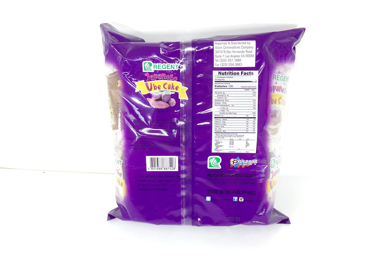 Regent Japanese Ube Cake Soft and Moist 34g 1.2oz - Mighty Depot