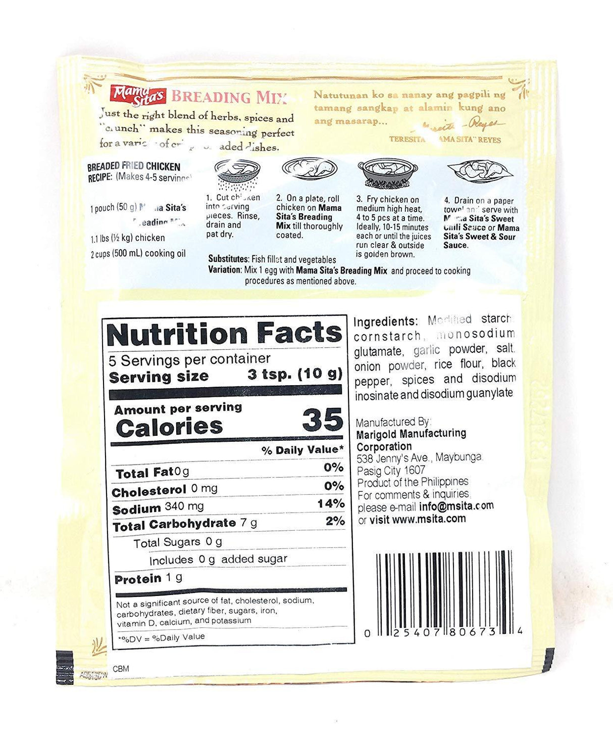 Mama Sita's Breading Mix 1.76 oz (50g), 4 Pack - Mighty Depot