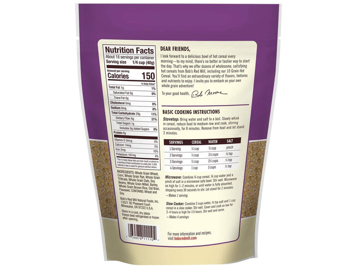 Bob’s Red Mill 10 Grain Hot Cereal, 25 Ounce, Pack of 4 - Mighty Depot