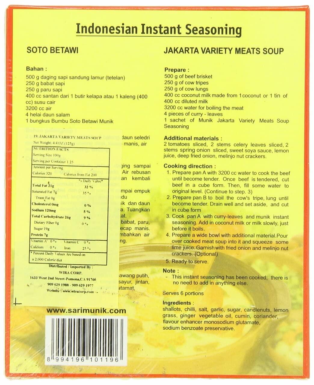 Munik Soto Betawi Jakarta Variety Meat Soup, 125-Gram - Mighty Depot