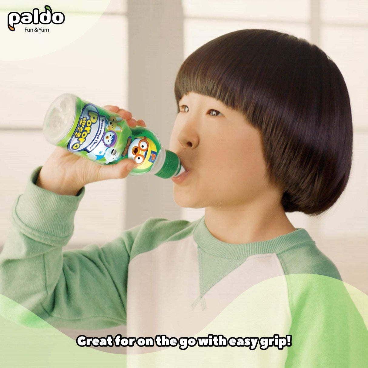 Paldo Fun & Yum Pororo Kids Flavor Drink, Pack of 8, Fruit Juice Drinks with Comfortable Push-Pull Sports Cap, Perfect Drink for Children 7.95 fl oz. x 8 - Mighty Depot