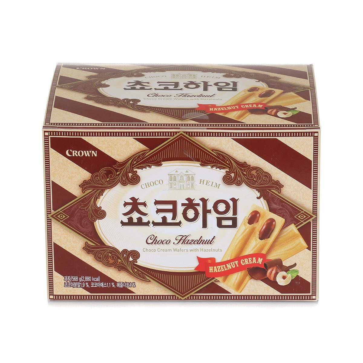 Choco Cream Wafers with Hazelnuts 초코하임, Korean Biscuit, 598g (36 counts) - Mighty Depot