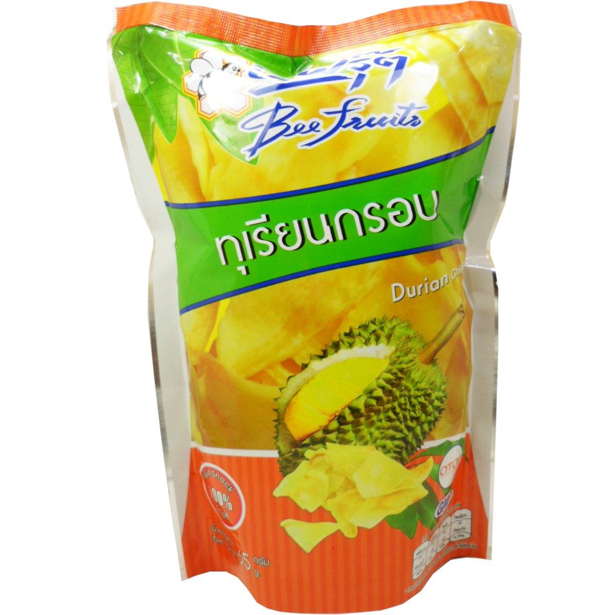 Crisp Fried Durian Chips Snack Real Fruit Net Wt 65 G (2.29 Oz) Bee-fruits Brand X 3 Bags - Mighty Depot