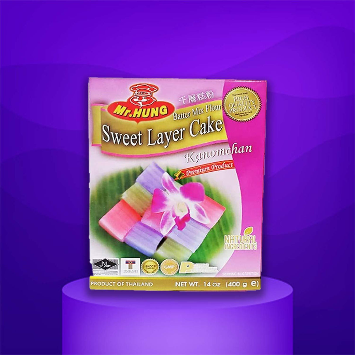 Mr. Hung Batter Mix Flour Sweet Layer Cake Kanomchan (3 Pack, Total of 1200g) - Mighty Depot