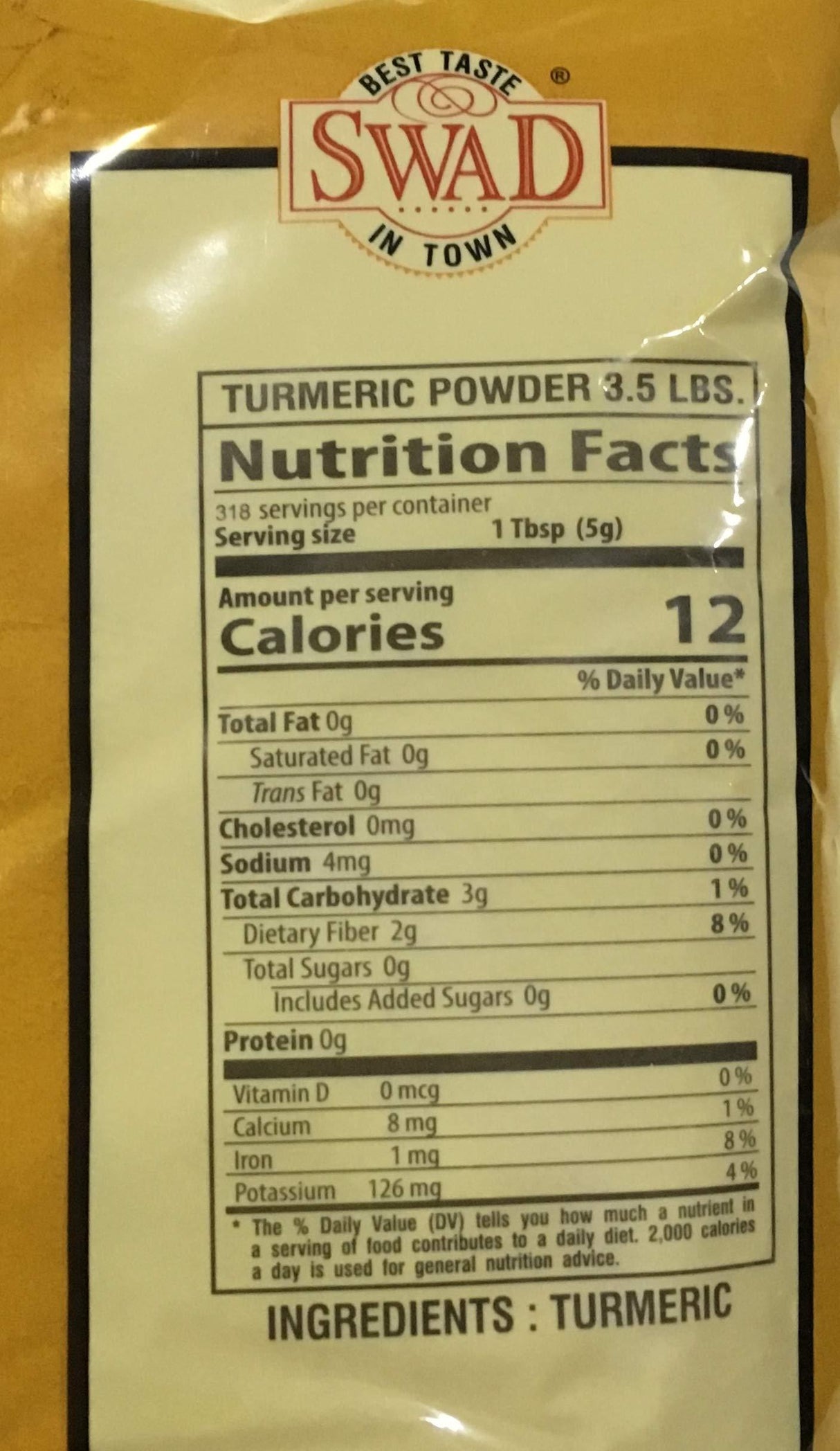 Swad Turmeric Powder - 3.5 Pounds/1.589 Kg - Mighty Depot