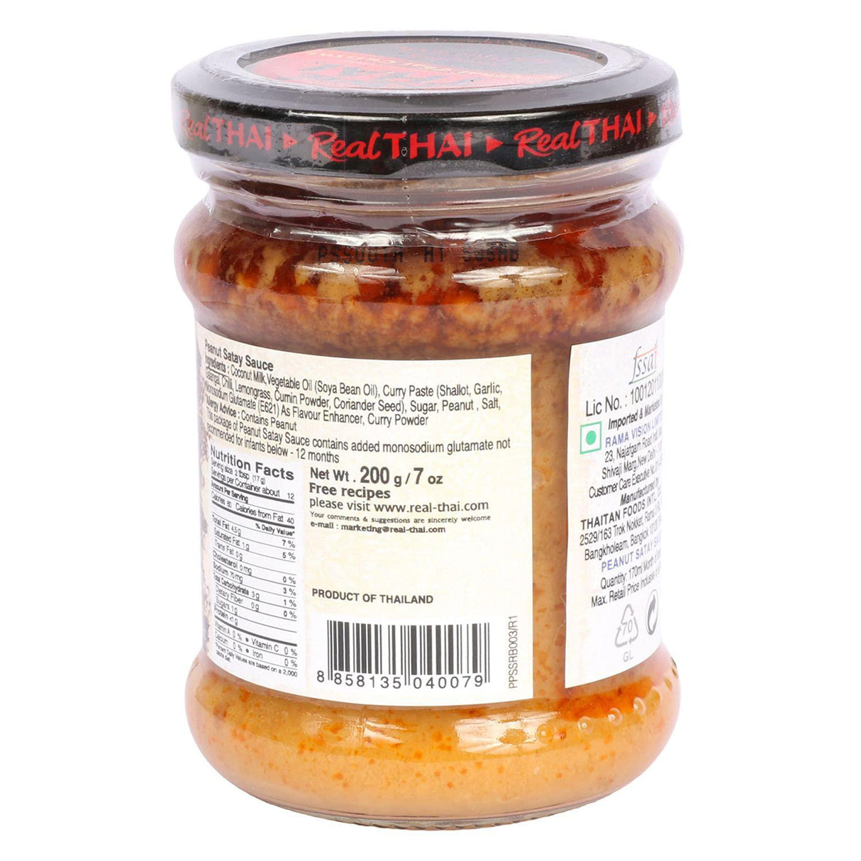 Real Thai Peanut Satay Sauce, 170 ml - Mighty Depot