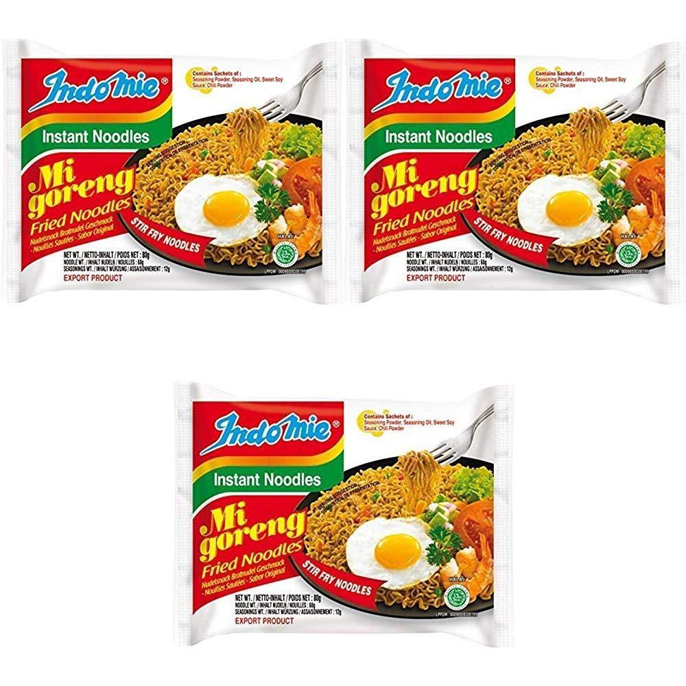 Indomie Mi Goreng Instant Stir Fry Noodles, Halal Certified, Original Flavor (Pack of 5) Pack of 3 - Mighty Depot