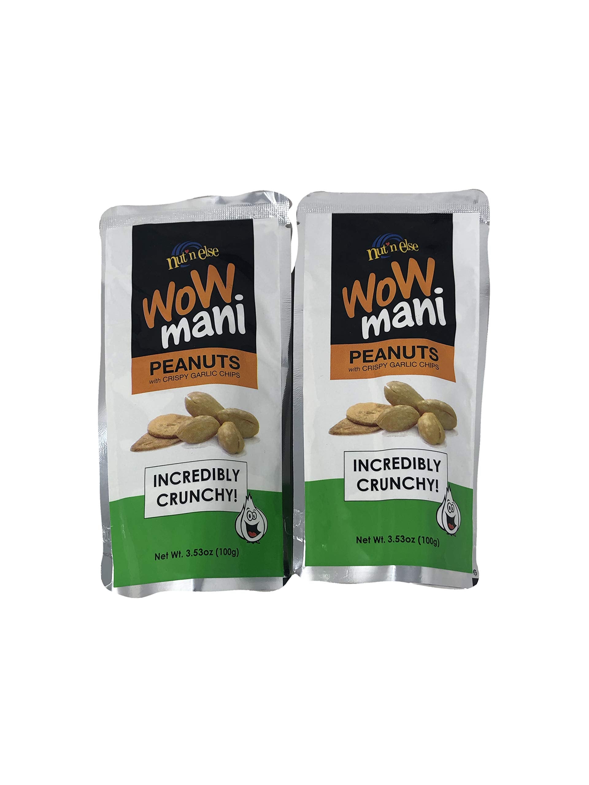 Wow Mani with Garlic Peanuts with Crispy Garlic Chips Pack of Two 3.53 Oc a Pack