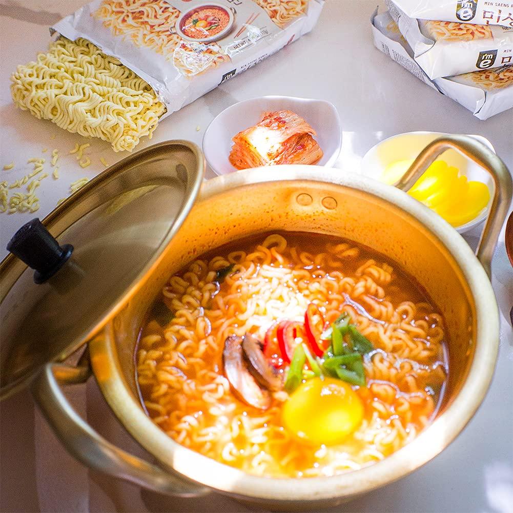 I'M E MinSaeng Ramen 115g 4.05oz (Pack of 5) . Korean Spicy Instant Noodle Soup Chewy Texture Noodle, Rich and Savory Trans Fat 0 Cholesterol, 4.05 oz (115 g) - Mighty Depot