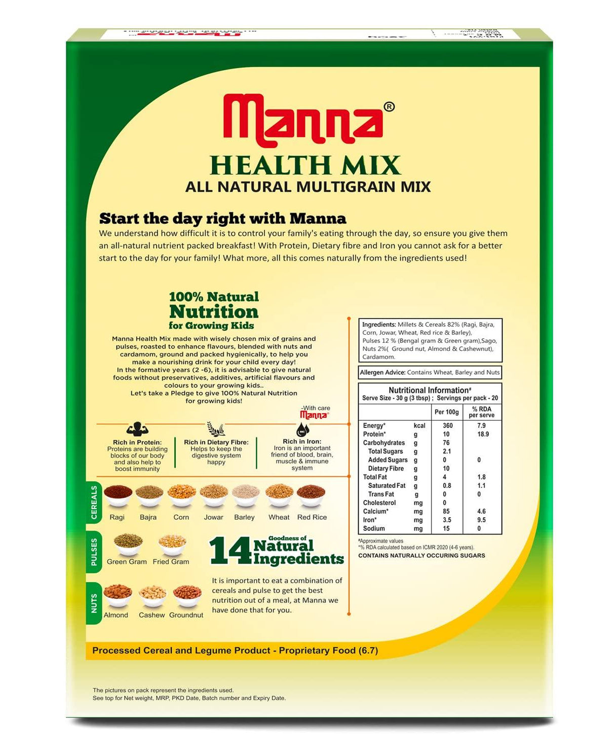 Manna Multigrains Health & Nutrition Drink - 500g (No Added Sugars & Preservatives) - Mighty Depot