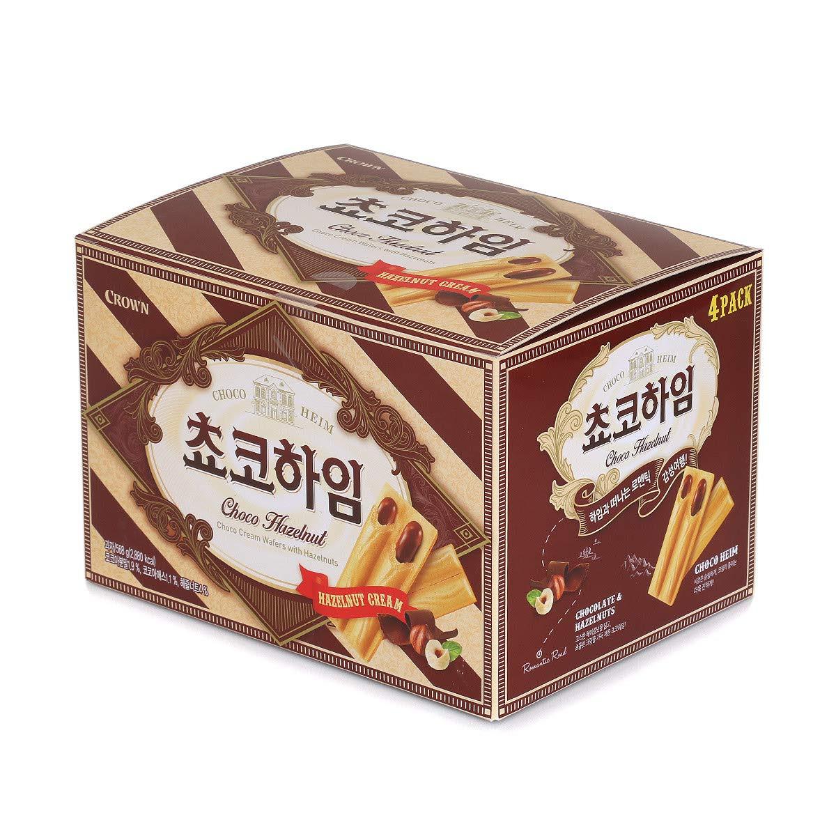 Choco Cream Wafers with Hazelnuts 초코하임, Korean Biscuit, 598g (36 counts) - Mighty Depot